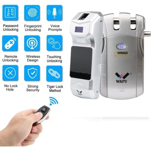 WAFU WF-010B Smart Invisible Fingerprint Remote Lock Keyless Entry Door Lock Security Anti-theft Locks with Fingerprint Keypad