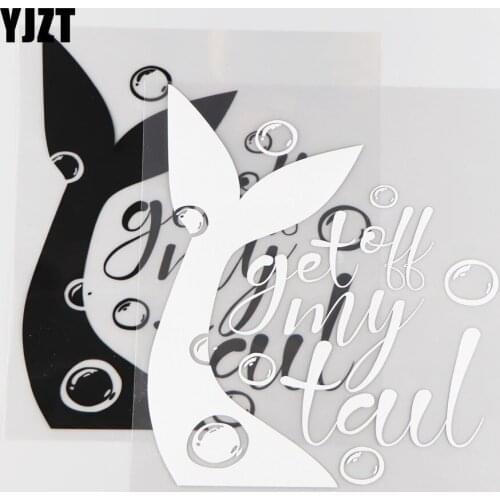 YJZT 16*18.8CM Get Off My Tail Funny Vinyl Cartoon Pattern Car Sticker Decal JDM Black/Silver 4A-0184