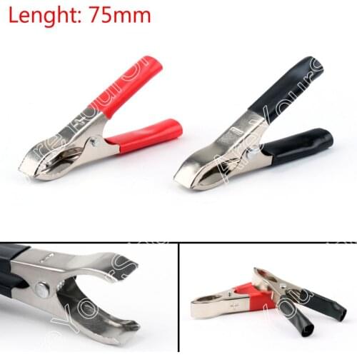Areyourshop Sale 20PCS Large Size 75mm 30A Crocodile Alligator Car Battery Insulated Clip Clamps Red Black for Battery chargers