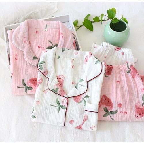 2021 Brief Long Sleeve Women Pajamas Cotton Home Suit Spring Autumn Korean Printed Sleepwear Set Female Plus Size Loose Homewear