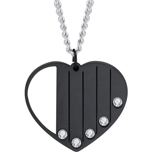 Modyle 2021 New Black Gold Silver Color Stainless Steel Zircon Heart Pendant Necklace for Women Valentines Day Gift
