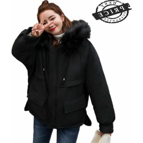 Women Winter Coat 2021 Ladies Thick Warm Parkas Cotton Jacket Short Jackets Female Hooded Fur Parka Chaqueta Mujer LWL61a