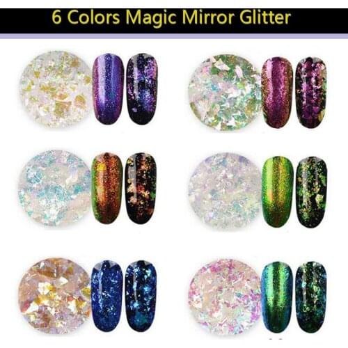 1 box lucency Chameleon Magic Mirror Effect Flakes Multi Chrome Nail Powder Glitter Sequins Nail Art Gel Nail Polish Manicure