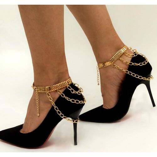 2PCS Ins Style Temperament Snake Chain Shoe Chain Multi-Layer Tassel Geometric Anklet 2021 New Fashion Street Accessories