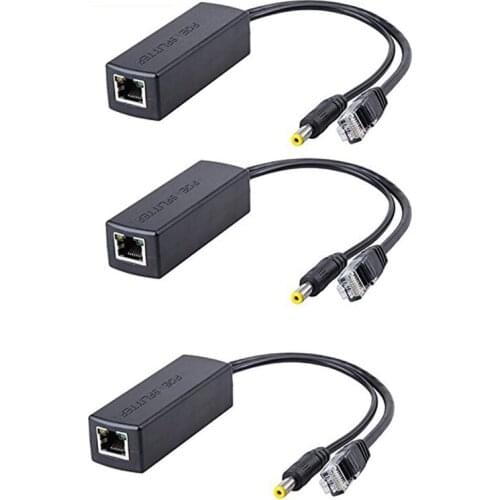 3PCS PoE Splitter 48V to 12V POE Connectors Splitter Extender Injector IEEE802.3Af/At 10/100M for Hikvision POE Splitter