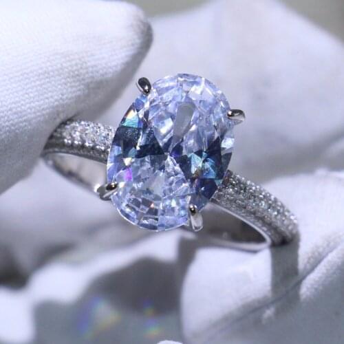 6CT Sparkling Hanamde Luxury Jewelry Dove eggs Pure 100% 925 Sterling Silver Oval Cut 5A Zirconia Wedding Band Ring for Women