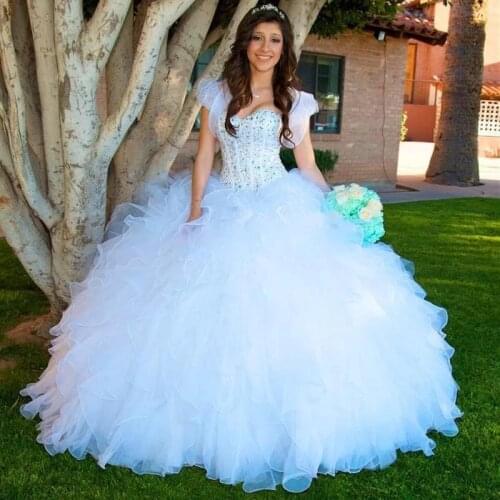 Angelsbridep Ball Gown Quinceanera Dresses 2021 Organza Corset Princess Vestidos 15 Anos Debutante Sweet 16 Dress With Jackets