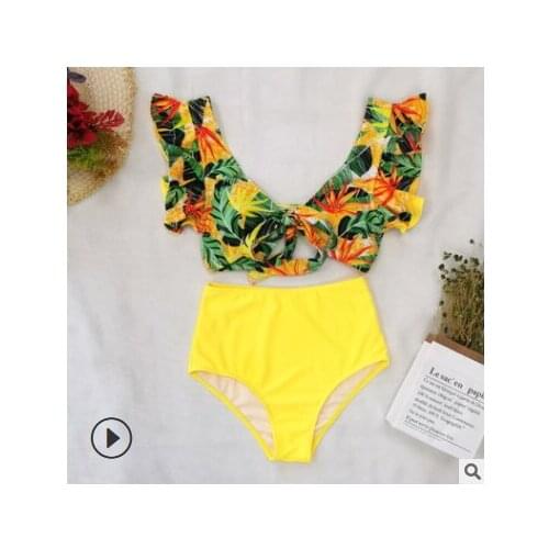 Ruffled Bikini Split Swimsuit Sexy Bikini High Waist Swimming Underwear