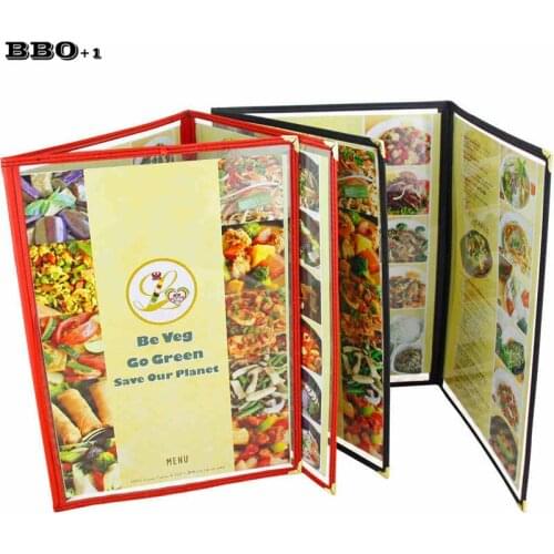 Menu Cover Triple Fold Book Style Holder with 3 Page 6 View Protective Corner For Restaurant Hotel Deli Cafes Bars Pubs