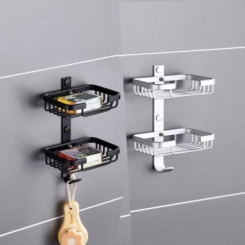 BLACK/Silvery Wall Mounted Soap Dishes Soap Holder Soap Basket Bathroom Accessories Aluminum Bath Hardware soap holder