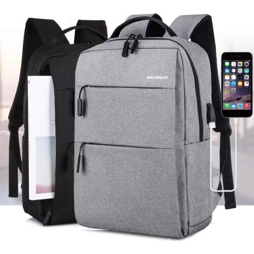 2019 USB Charging Business Nylon 15.6 inch Laptop Backpack Men Women Designer School Bag With Earphone Hole Travel Bagpack