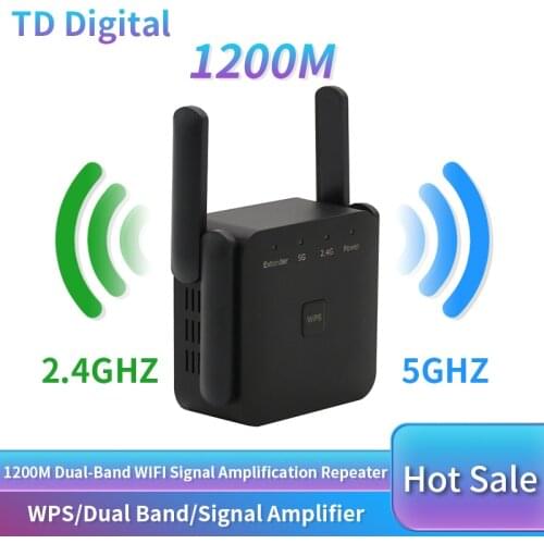 1200Mbps WiFi Repeater Dual Band Wireless WiFi Range Extender Wi-Fi Long Signal Amplifier 2.4G&5G Repeater WiFi
