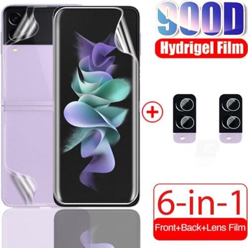 6in1 full cover hydrogel film case for samsung galaxy z flip3 flip 3 5g 6.7" front back screen protector camera film not glass