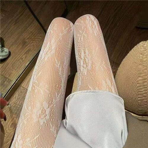 Hot Sexy Lingerie Lace Long Black White Stockings Thigh High Mesh Leather Stocking Cute Transparent Lingerie Pure Kawaii Exotic