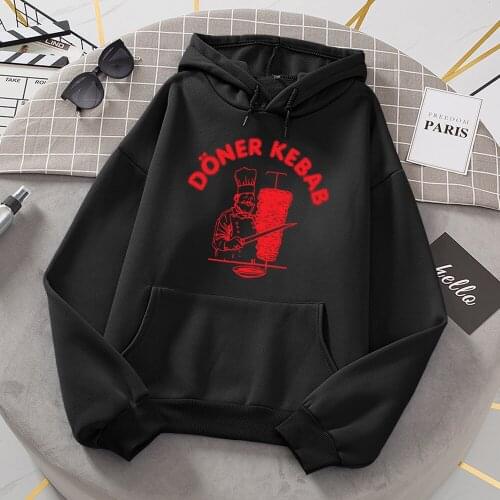 Doner Kebab Printing Hoody Women Hip Hop Casual Warm Sweatshirt Fashion Loose Autumn Hooded Harajuku Fleece Unisex Pullover Top