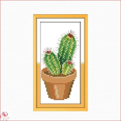 Cactus Potted Patterns Counted 11CT 14CT DIY Cross Stitch Sets Chinese Cross-stitch Kits Embroidery Needlework Home Decoration
