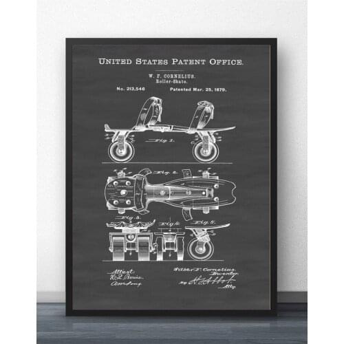 Roller Skate Patent Blueprint Wall Art Paint Wall Decor Canvas Prints Canvas Art Poster Oil Paintings No Frame