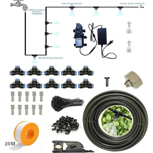10/20M Mist Spray With Pump And Pump Adapter For Garden Irrigation Misting System Water Fog System Fog System For Garden