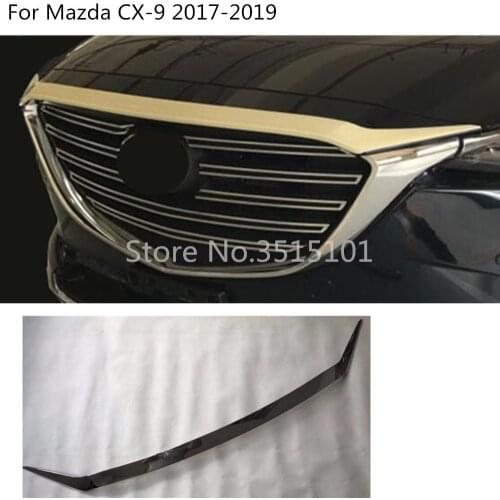 Car Cover Bumper Engine ABS Chrome Trim Front Grid Grill Grille Frame Edge 1pcs For Mazda CX-9 CX9 2017 2018 2019 2020