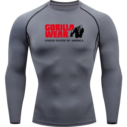 Men Compression Running T Shirt Fitness Tight Gorilla Sport tshirt Training Jogging Shirts Gym Sportswear Quick Dry rashgard
