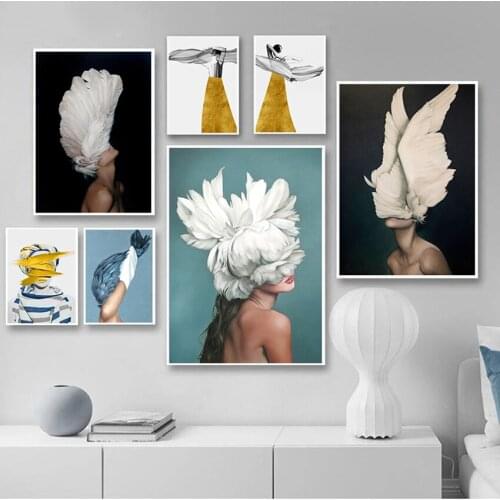 Girl Wall Pictures Wall Art for Bedroom Living Room Modern Nordic Black And White Canvas Painting Art Print Wall Poster Abstract