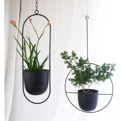 Nordic Iron Wall Mounted Flower Pot Garden Decorative Swinging Scindapsus Basket Creative Household Hanging Succulents Pot