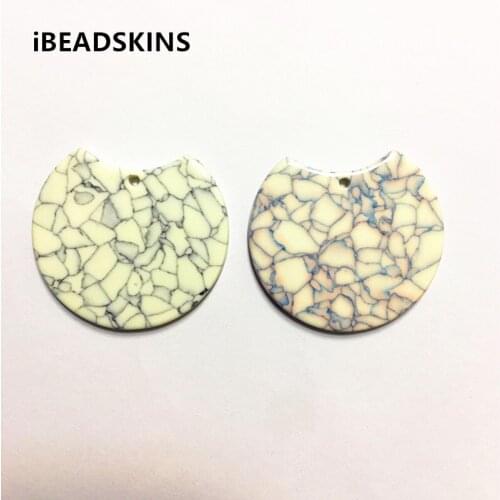 New arrival! 37x30mm 50pcs/lot acetic acid Imitation marble crack effect Round-shape charms for earring/Jewelry DIY(As shown)