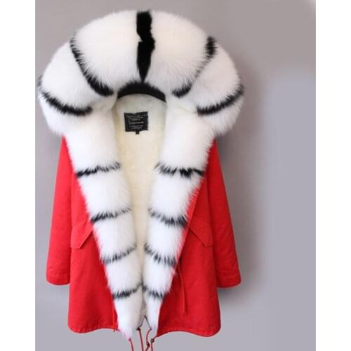 Removable placket and midlength thin coat of 2020 new fox fur coat female coat parkas real fur hooded mink coat natural fur