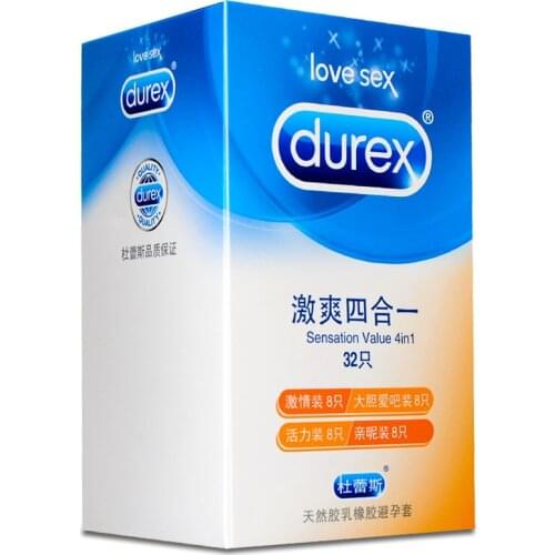 Durex Condom Mixed 4 types Men Penis Cock Sleeve Ultra Thin Condoms Sensation Value 4in1 Natural Latex Extra Lubricated Kondom