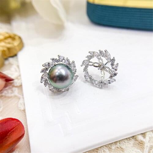 925 Silver Pearl Beads Stud Earrings Setting Base Diy Jewelry Making Findings&Components