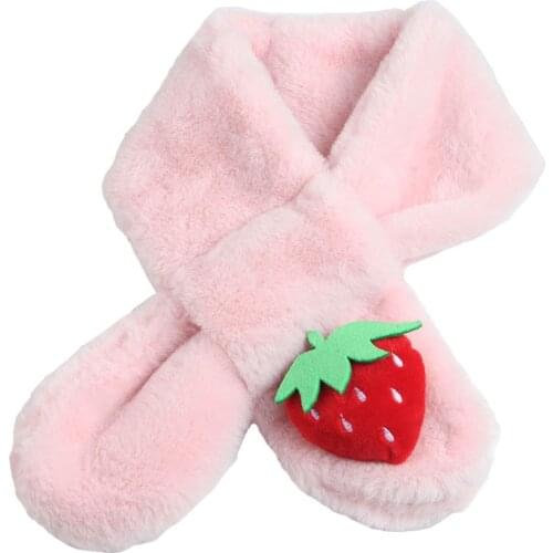 Winter plush children scarves Baby rabbit fur baby neck wrap Boys girls scarf 2020 Fashion 10cm*80cm Cartoon colors strawberry