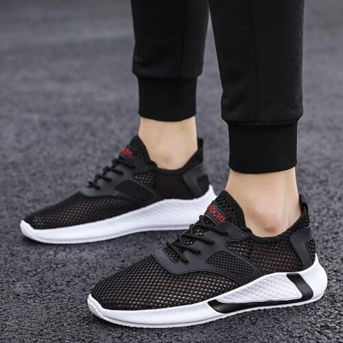 Large size 39-44 sports shoes hollow mesh fashion running shoes breathable mesh casual mens shoes spring and summer