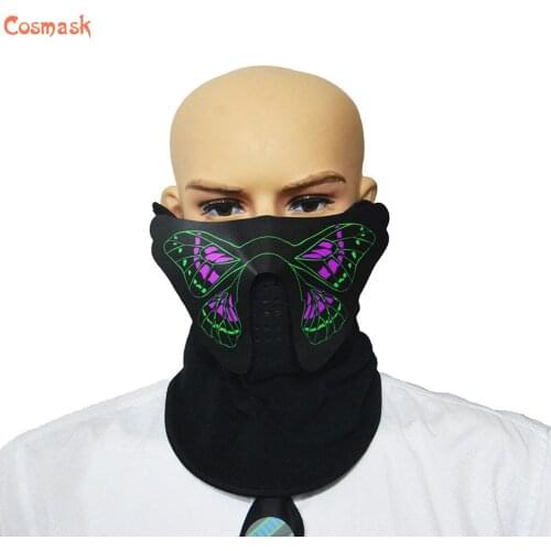 Cosmask Halloween Butterfly Colorful LED Glow Mask Stage Performance Color Changing Party Luminous Mask Halloween Mask