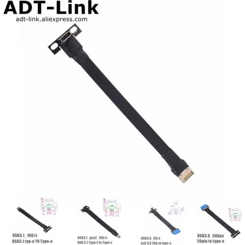 Internal USB 3.1 20PIN to USB-C type-C Male/Female Flat Cable USB Type-C Type-E Gen2 10G/bps For ITX/ATX Motherboard Built-in