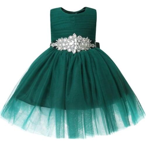 High-end Baby Dress Dark Green Tulle Infant Christening Gowns for Birthday Newborn Baptism Dresses Girl Tutu Christening Dress