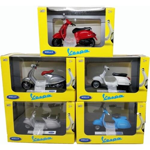 Welly 1:18 Vespa Scooter 946 Silver 150CC Blue GTS 125CC 2017 Bikes Diecast Motorcycle