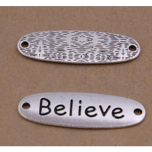 Yage 11*33mm 20pcs Metal Antique Silver Letter Connector,Believe charms pendant XBL7257