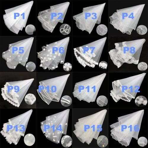 YUNUO Simple Tulle Wedding Veils Short Lace Bridal Veil for Bridal Wedding Dresses Hair Accessories