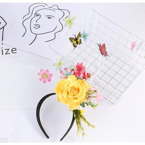 Women Girls Christmas Fairy Tale Flower Headband Retro Tree Branch Deer Ears Antler Hair Hoop Crown Festival Party Props 2020