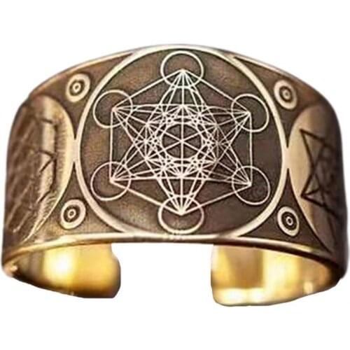 Women Men Unique Vintage Wide Opening Ring Lightweight Rotro Ring Adjustable for Bar