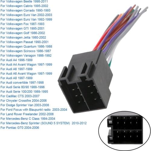 Car Stereo Wiring Cable Harness Power Adapter Audio Radio Wire Male Connector Plug 16Din Accessories For Audi A4 A6 Volkswagen