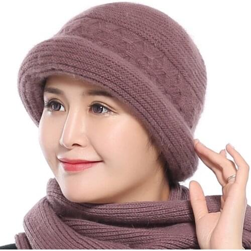 Winter Beanies Women Hats Wool Knited Warm Thicken Solid Caps Girls Adjustable Fashion Outdoor Vacation Hats