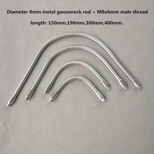 1pcs M8 Male screw +6mm Male Thread Soft Light metal Flexible conduit metal gooseneck hose serpentine tube Light fitting DIY