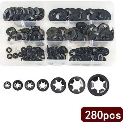 280Pcs Internal Tooth Starlock Push On Lock Washers M3 M4 M5 M6 M8 M10 M12 Washers for shaft fastener Quick Speed Locking Washer