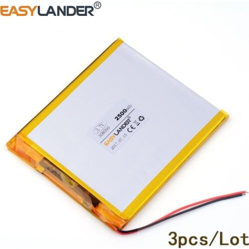 3pcs /Lot 3.7v lithium Li ion polymer rechargeable battery XHR-2P 2.54 308090 2500mah tablet computer batteries battery 038090