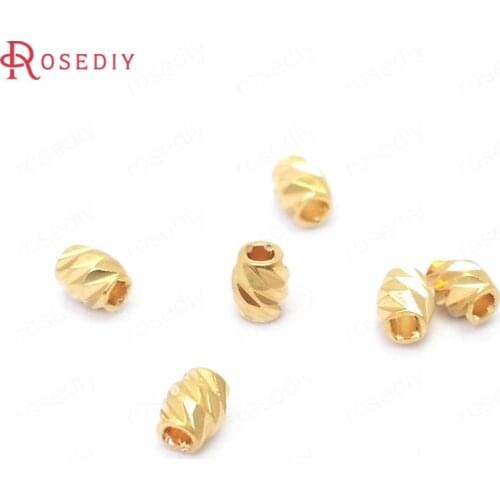 39047)50PCS 3x3.5MM 24K Gold Color Brass Oval Shape Bracelets Spacer Beads Jewelry Making Supplies Diy Findings Accessories