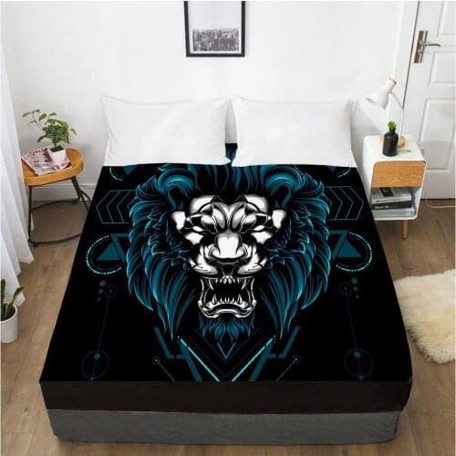 3D Mattress Fitted Cover Bedspread Fitted Sheet Linens Bed Sheets Bedsheet Animal Design Black 137x190cm Home Tetile