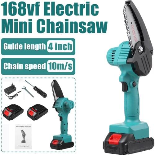Drillpro 4 Inch 168VF Rechargeable Electric Saw Chainsaw 1500W Brushless Motor Woodworking Cutter Tool For Makita Battery
