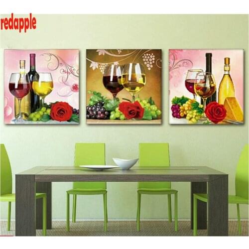 5d diy diamond painting crystal fruits wine cup red rose for kitchen decorition icons diamond mosaic embroidery drill