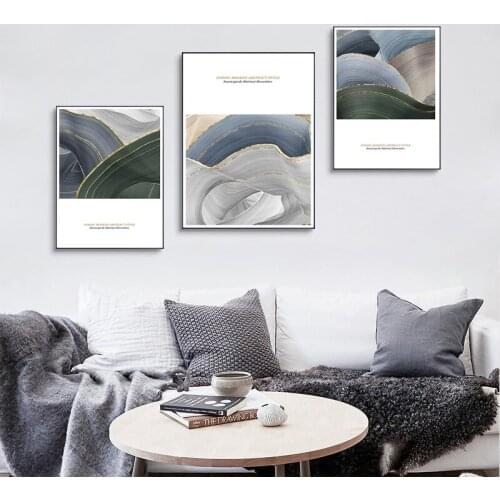 Abstract Painting Nordic Modern Curve Gold Foil Wall Art Canvas Poster Print Pictures Minimalist Home Living Room Decoration